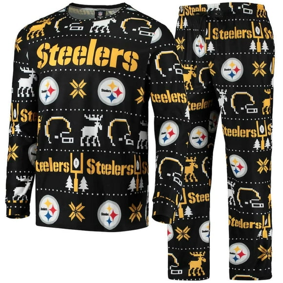 Ensemble de Pyjama Laid pour Hommes avec Mot-Symbole NFL des Pittsburgh Steelers
