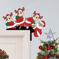 thumbnail image 1 of Santa Claus Wapiti Wooden Door Corner Sticker Holiday Party Door Corner Decoration Sticker, 1 of 5