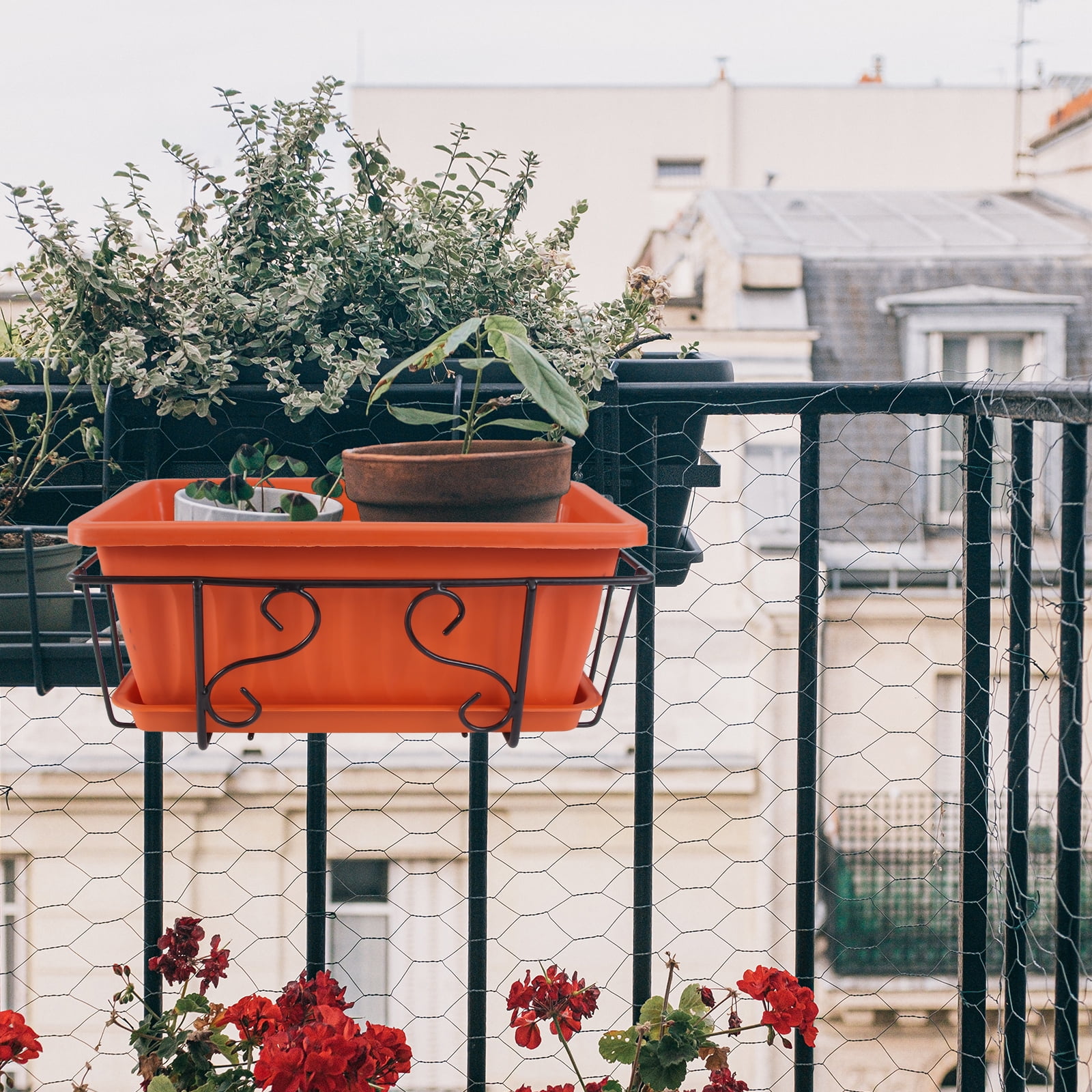 Window Boxes Outdoor with Brackets Hanging Flower Plant Pot