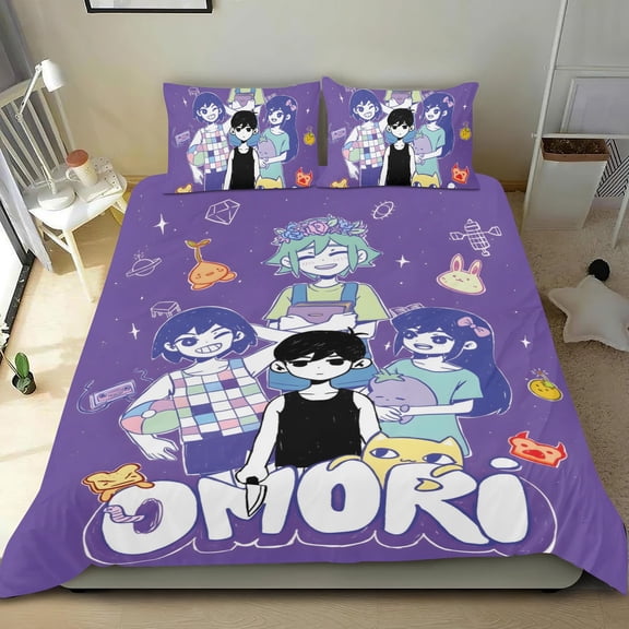 Cool Omori Game-themed Bed Sheet Set Three Piece Set Comfortable And Skin Friendly Unique Design Home Decor Gifts For Family Friends fans36x75Inches（90cm*190cm）