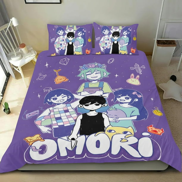 Cool Omori Game Conjunto de sábanas temático, trío de piezas, cómodo y amigable con la piel, diseño único, regalo de decoración para el hogar para familiares, amigos y fans,173cm *218cm
