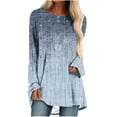 thumbnail image 2 of Brilliant Womens Tops Long Sleeve Fashion Loose Long Sleeve Round-Neck Blouse Printing T-Shirt Tops clearance clothes under $5.00, 2 of 5