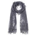 thumbnail image 2 of Women lightweight lace teardrop fringe Lace Scarf Vintage Scarf Mesh Crochet Tassel Scarf for Women, 2 of 4