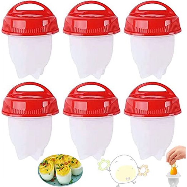 CHAO 6 Piezas Cocedor de Huevos de Silicona, Cazador Furtivo Rápido Antiadherente, Cocedor de Huevos Escalfados de Cocina, Hervir Huevos sin Cáscara, Adecuado para el Hogar y el Restaurante, Blanco