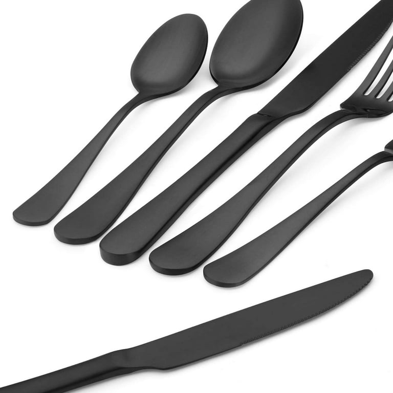 Matte Black Silverware Set, Satin Finish 20-Piece Stainless Steel Flatware  set, Tableware Cutlery Set Service for 4, Utensils for Kitchens, Dishwasher