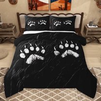 Homewish Bear Paw Pattern Bedding Comforter Set,Safari Animal Twin Comforter Sets,Black White Bedding Set For Boys Kids,Super Cozy Room Decor Reversible,2-Piece