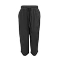 thumbnail image 4 of WERYOUNG High Waist Casual Knee Length Pants For Womens Elastic Waistband Loose Fit Summer Trousers With Pockets Versatile Bottom L, 4 of 5