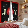 thumbnail image 4 of Christmas JOY Sheer Curtains 72 Inches Long, Xmas Balls Snowflakes Winter Holiday Light Filtering Window Curtains for Living Room/Bedroom, Rod Pocket Voile Sheer Curtain Drapes, 52"W x 72"L, 2 Panels, 4 of 9