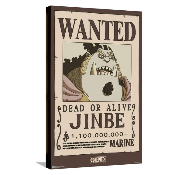 One Piece - Jinbe Wanted Poster Canvas Wall Poster, 14.725" x 22.375"