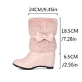 thumbnail image 4 of Pink Womens Boots For Winter Casual Wear Plus Size Comfortable High Heel Short Boots With Bow Detail Height Increasing Footwear Size 43, 4 of 7