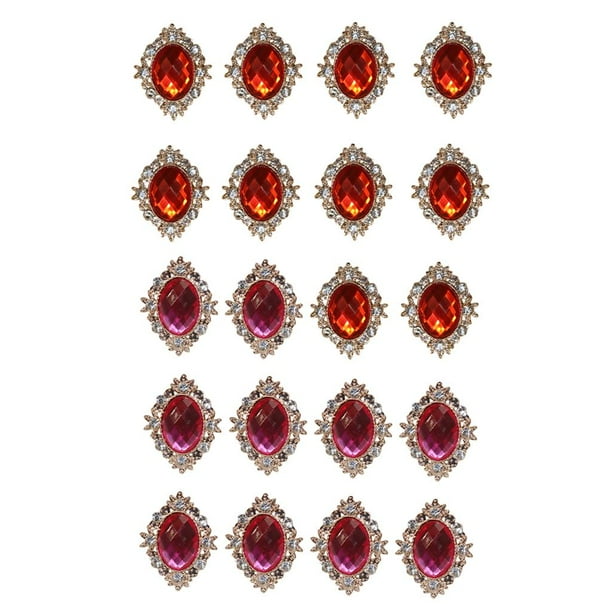 20 Piezas de Formas Ovaladas, Rojo Y Rosa, Rojo, de Imitación, Botones, Adorno Brillante para Manualidades de Boda, álbum de Recortes, Decor Baoblaze Botones de diamantes de imitación