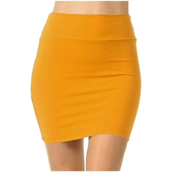 Alkepwun Women Skirts Solid-Color High-Waisted Stretch Basic Mini Pencil Skirt Comfort Breathable Tummy Control Casual Business Short Skirt