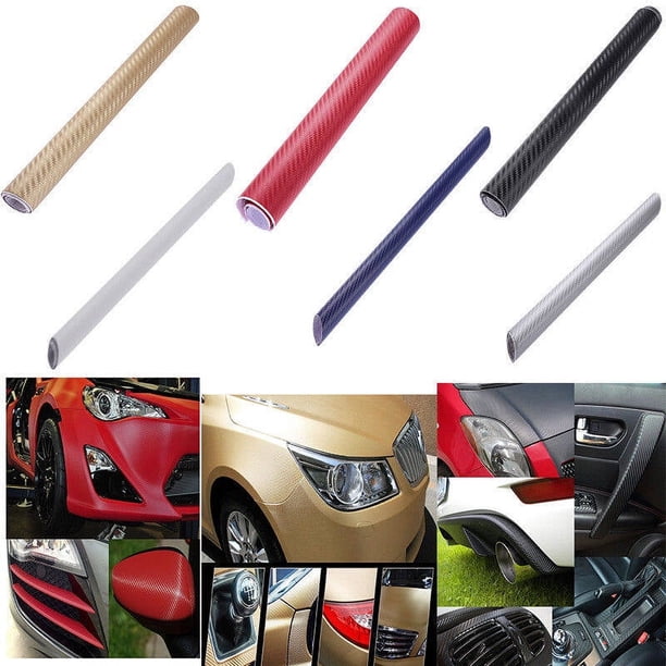 Rollo de fibra de carbono 3D para decoración de coche, 30 x 127 cm (plateado)