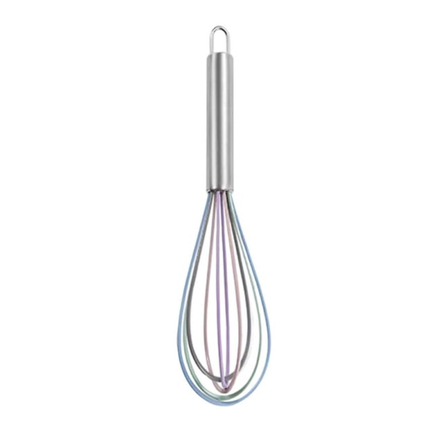 Batidor de acero inoxidable - Batidor manual para nata montada, huevos y repostería - Apto para lavavajillas con mango de silicona - 5,3" x 20,5cm