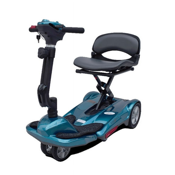 EV Rider TranSport S19M EZ Fold Manual Folding Mobility Scooter, 11.5 Ah Li battery pack, Metallic Blue