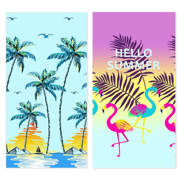 Microfiber Beach Towel, Oversized Pool Towel 72" x 36", Sand-Free Beach Towel, Quick Drying, Super Absorbent, Soft Breathable (2 Pack Turtle)