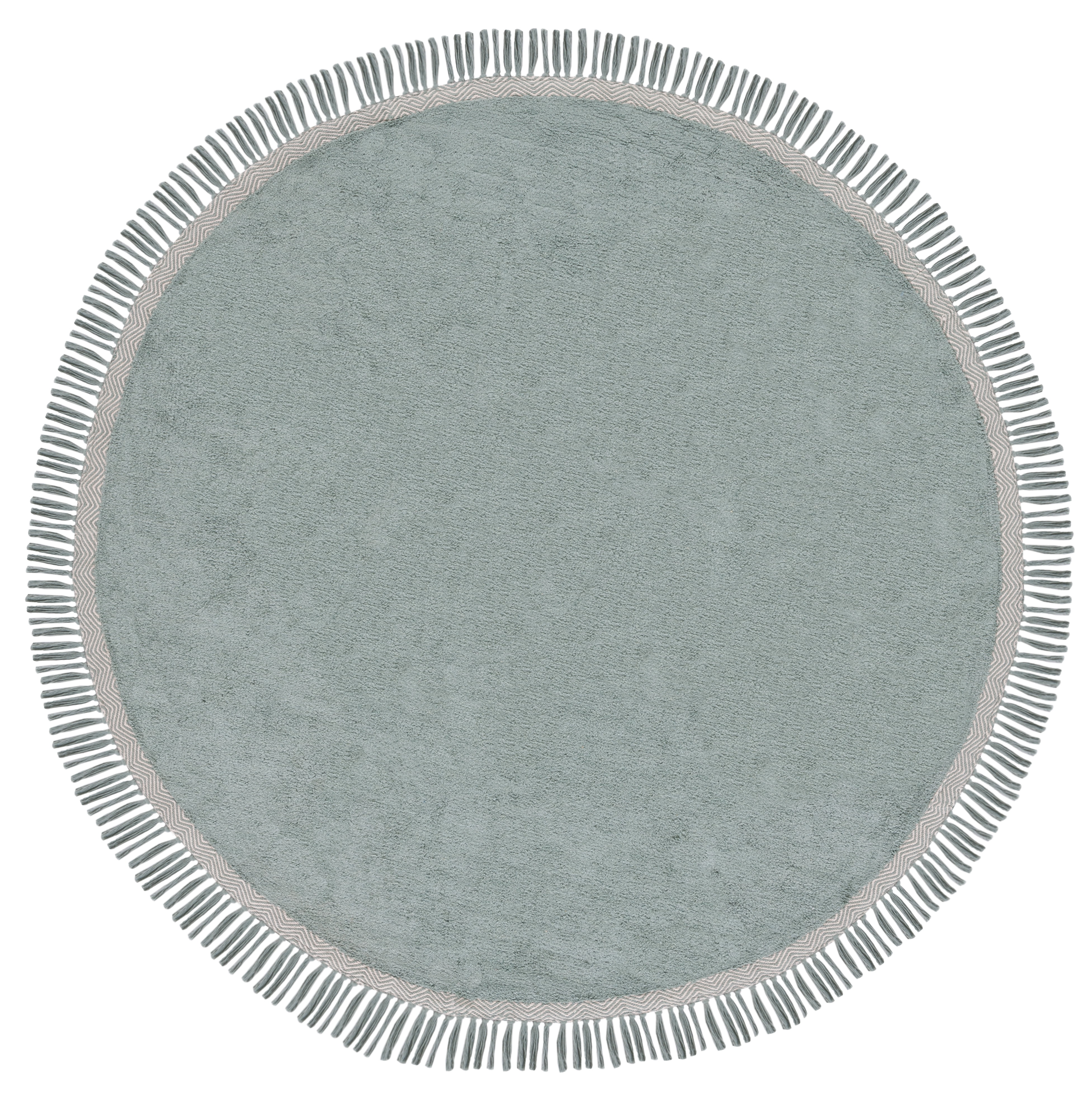 Safavieh Easy Care Dallas Solid Cotton Machine Washable Area Rug, Teal/Ivory, 7' x 7' Round