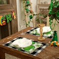 thumbnail image 5 of St. Patrick''s Day Placemats 12x18 Inch Set of 4 Buffalo Plaid Shamrocks Table mats Farmhouse Rustic Holiday Kitchen Dining Table Decoration for Indoor Outdoor Dinner Party Décor GP116-18, 5 of 6
