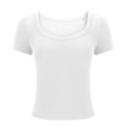 thumbnail image 7 of Women's Casual Short Sleeve Square Neck Summer Tops Ribbed Knit Slim Fit Tee Shirts, 7 of 7