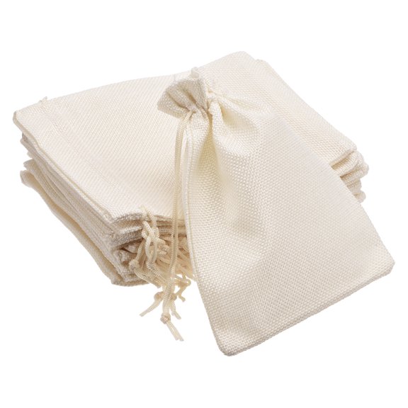 Uxcell Linen Burlap Bags with Drawstring for Gifts,DIY Craft Beige 13 x 18cm 12pack