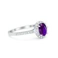 thumbnail image 2 of Art Deco Halo Oval Wedding Ring Simulated Amethyst CZ 925 Sterling Silver Size 8, 2 of 3