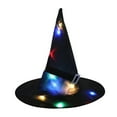 thumbnail image 1 of Sombrero brillante de Halloween, decoración para fiesta de graduación, sombrero con tiras, sombrero de bruja brillante, negro, 1 of 3