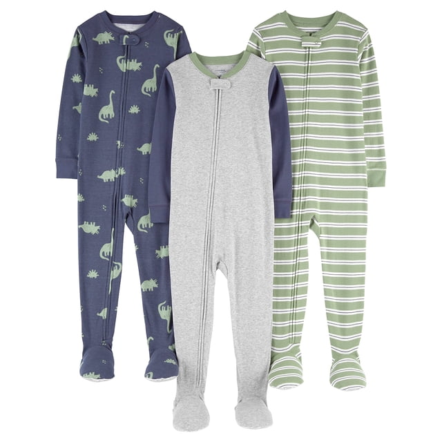 Pijama Simple Joys de Carter's Toddler Boys, paquete de 3 unidades, 4T, algodón