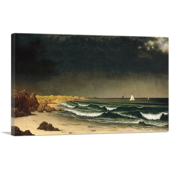 ARTCANVAS Approaching Storm Beach Near Newport 1862 Canvas Art Print by Martin Johnson Heade - Size: 26" x 18" (1.50" Deep)