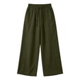 thumbnail image 6 of FAIWAD Linen Pants Women Wide Leg Palazzo Pants Drawstring Elastic Waist Casual Beach Vacation Travel Trousers with Pockets, 6 of 8