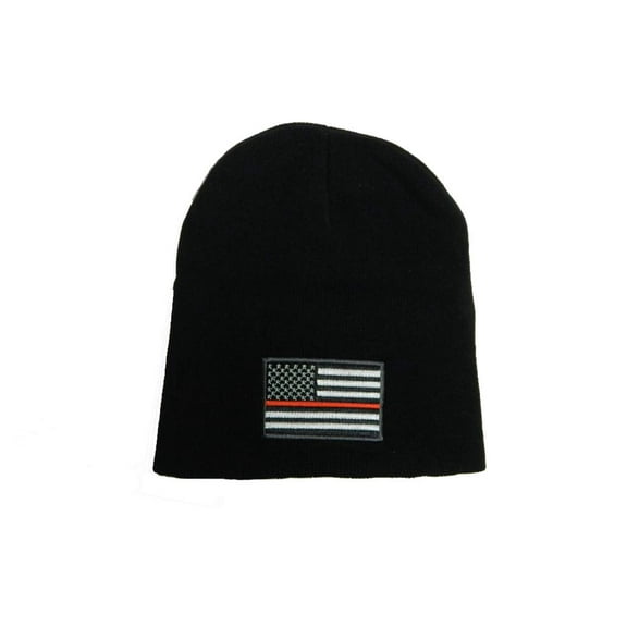 United States Thin Red Line Flag Firefighter Fire Department Fireman Beanie Hat Cap New Gift Made in the USA WCAP048