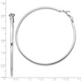thumbnail image 4 of Auriga Fine Jewelry 925 Sterling Silver RH-plated 2x60mm Omega Back Round Hoop Earrings for Women, 4 of 6