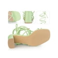 thumbnail image 2 of BLISSFUL STEP Square Toe Strappy Lace Up Slingback Block Heel Sandals for Women Mint Green 6, 2 of 5