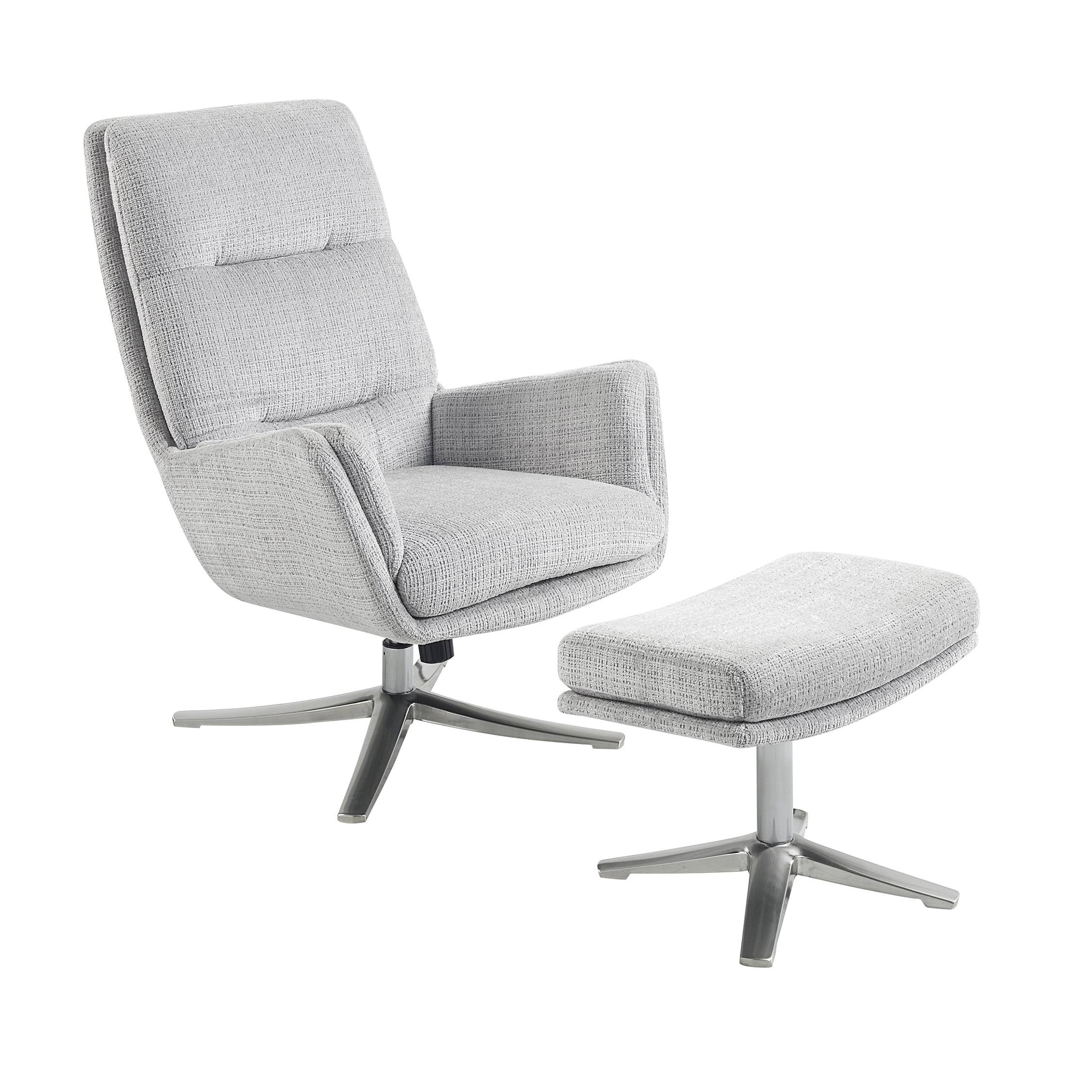 OakvillePark Windmere Chenille Swivel Chair with Ottoman, Gray