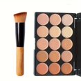 thumbnail image 1 of 2pcs Set: 15-Shade Concealer Palette with Brush - Waterproof, Sweatproof, Full Coverage for Acne & Tattoos, Moisturizing Long-Lasting Face Makeup, 1 of 5