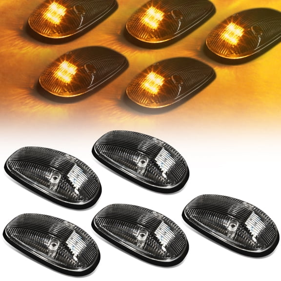 DNA Motoring CBL-DR99-BK-Y For 1999 to 2001 Dodge Ram 1500 2500 3500 BE 5 X LED Cab Roof Top Lights (Black Housing Yellow LED) 00