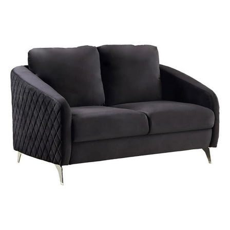 Bowery Hill 19" Modern Velvet Upholstered Elegant Chic Loveseat Couch in Black