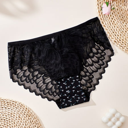 Underwear Women No Show Sexy Triangle Lace Breathable High Waist Plus Size Cotton Lace Soft Panties Soft Wicking Underwear