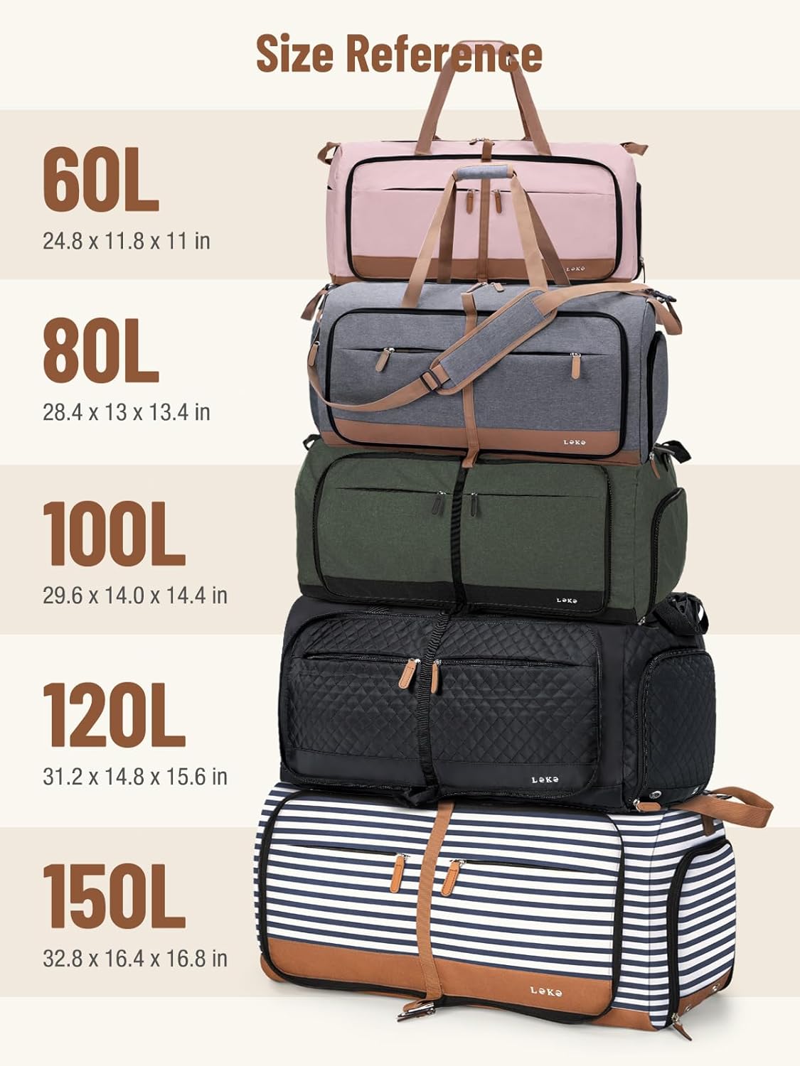 80L Large Foldable Travel Duffle Bag for Women - Separate Shoe Compartment, Carry On Weekend/Overnight/Hospital Bag with Straps (Blue Stripes)