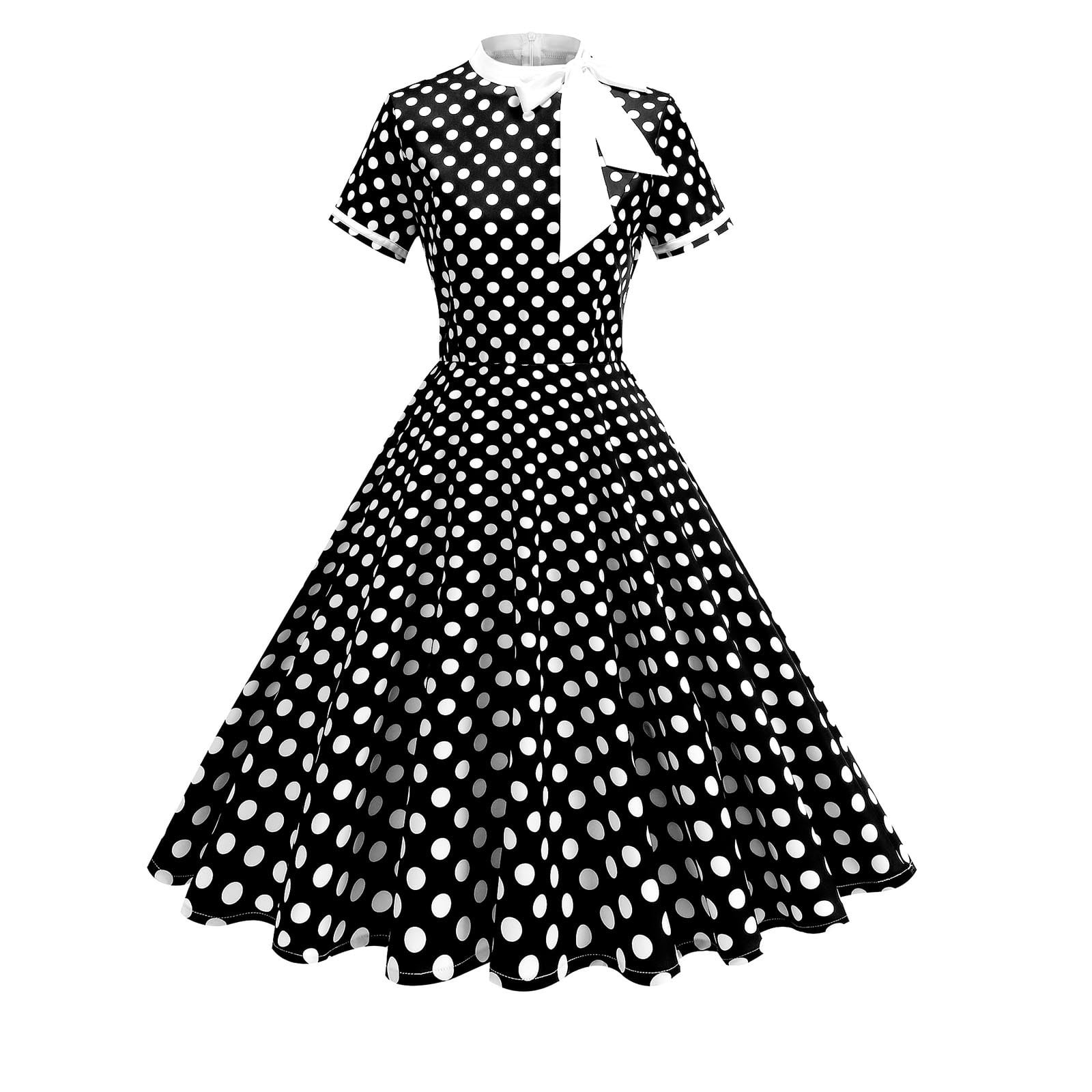 Sentmoon Dinner Dress Summer Polka Dots Print Spring Dresses for Women 2026 Short Sleeve Cocktail Plus Size Elegant Dresses for Women Beach Day Essentials for Festival and Music Event XL