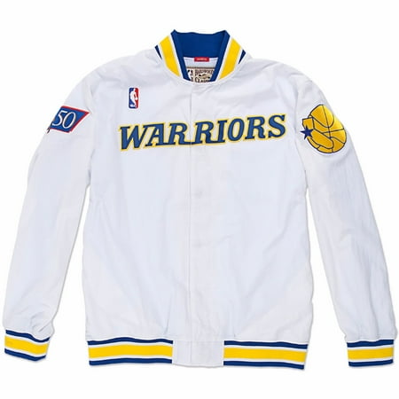 Hardwood Classics Vintage Tee - Golden State Warriors NBA Mitchell & Ness White Authentic Hardwood Classics 1996-97 Vintage Warm Up Jacket For Men