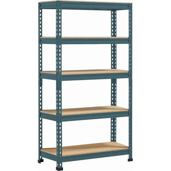 SSyao 5-Tier Utility Shelves, Metal Storage Shelves, Adjustable Shelving Units, Boltless Assembly, Garage Shelves Shed Shelving for Warehouse Garage Shed Basement 27.5 x 12x 60 Inch-Neptune Blue