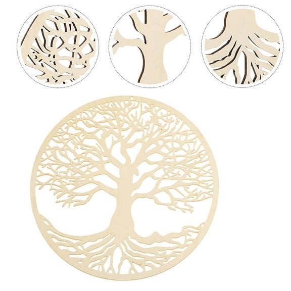 BRIGHTFUFU Wooden Wall Art White Tree Shape For Yard 1Pack 11X11X0.2In
