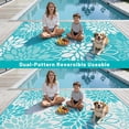 thumbnail image 3 of Enyhom Floral Waterproof Outdoor Rug 8'x10', Reversible Plastic Straw Patio Camping Rug for Camping Patio Picnic, Teal, 3 of 9