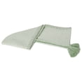 thumbnail image 3 of Ox Bay Rory Pastel Green/White Striped Lightweight Cotton with Tassels Throw Blanket, 50" x 60", 3 of 7