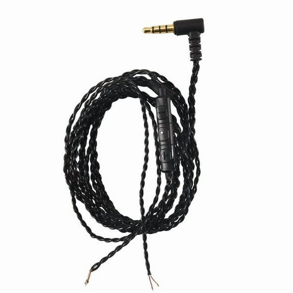 Earphone Audio Cable Repair Replacement 3.5mm TRS Jack DIY Elbow Headphone 4 Copper Core Wire with Mic Volume Control(Black),1 x 3.5mm Earphone Repair Cable with Mic Cable Controller,Black