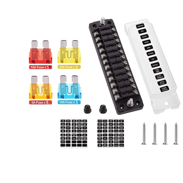 Portafusibles modificado universal para salón de coche, caja de fusibles positiva y negativa de 12 vías en línea, fusible de 12-32V