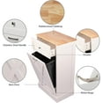 thumbnail image 3 of Tilt Out Trash Cabinet,Antique-Style Barn Door Kitchen Island with Solid Wood Tabletop & Drawer, Pet Proof Trash Can, Wood Laundry Cabinet（White）, 3 of 7