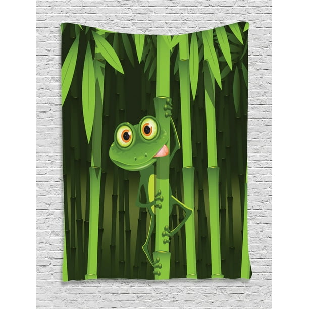 Animal Decor Wall Hanging Tapestry, Funny Illustration Of Friendly Fun