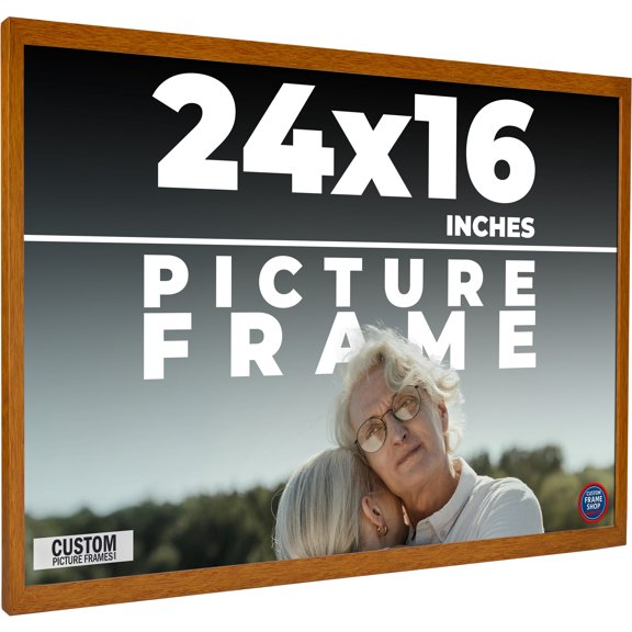 24x16 Honey Brown Real Wood Picture Frame Width 0.75 inches | Interior Frame Depth 0.5 inches |