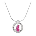 thumbnail image 1 of Delight Jewelry Silvertone Translucent Hot Pink Flying Butterfly Joy Ring Charm Necklace, 18", 1 of 4